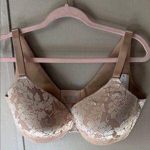 Soma Lace Overlay Bra in Cream and Tan NWT 40G Full Coverage